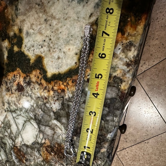 heavy 925 double strand wheat link chain bracelet diamond embellished clasp 7.5 - Picture 5 of 5